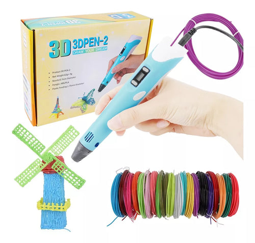 Lápiz 3D para niños con filamentos de colores y figuras impresas en 3D
