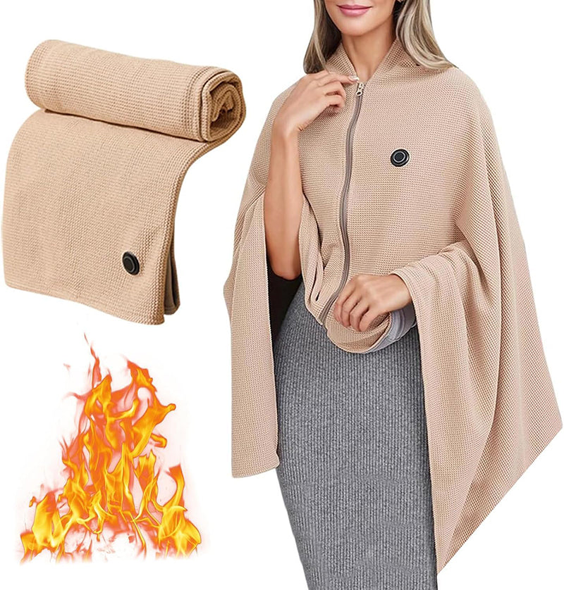 Poncho térmico eléctrico USB plegado y guardado