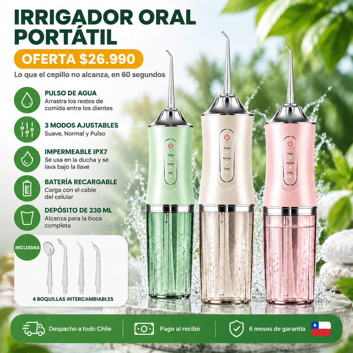 Irrigador Oral 3 Modos - Limpieza a tu ritmo