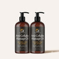 Pack de 2 aceites de masaje corporal M3 Naturals de 240 ml sobre fondo crudo