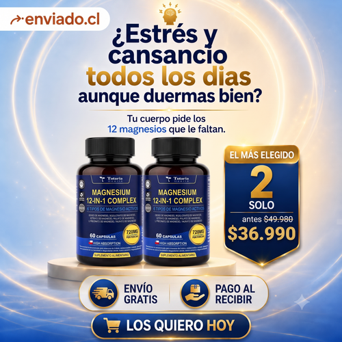 Frasco de Magnesium 12-in-1 Complex de Totaria Health, 60 cápsulas